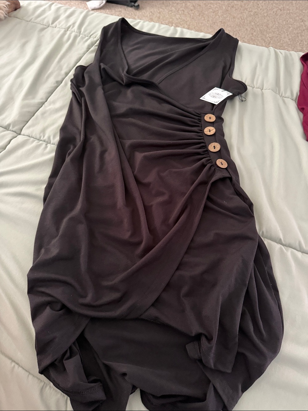 NEW Casual Chic Ruched Wrap T Shirt Dress Black